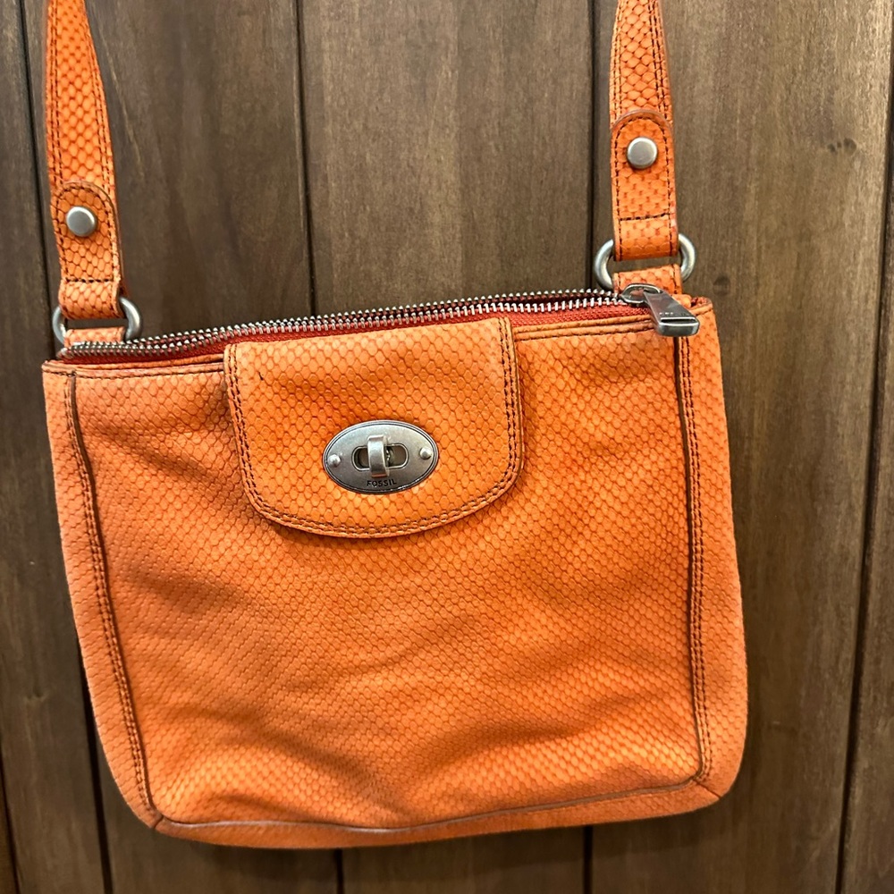 Fossil Marlow Textured Snake Embossed Leather Cro… - image 1